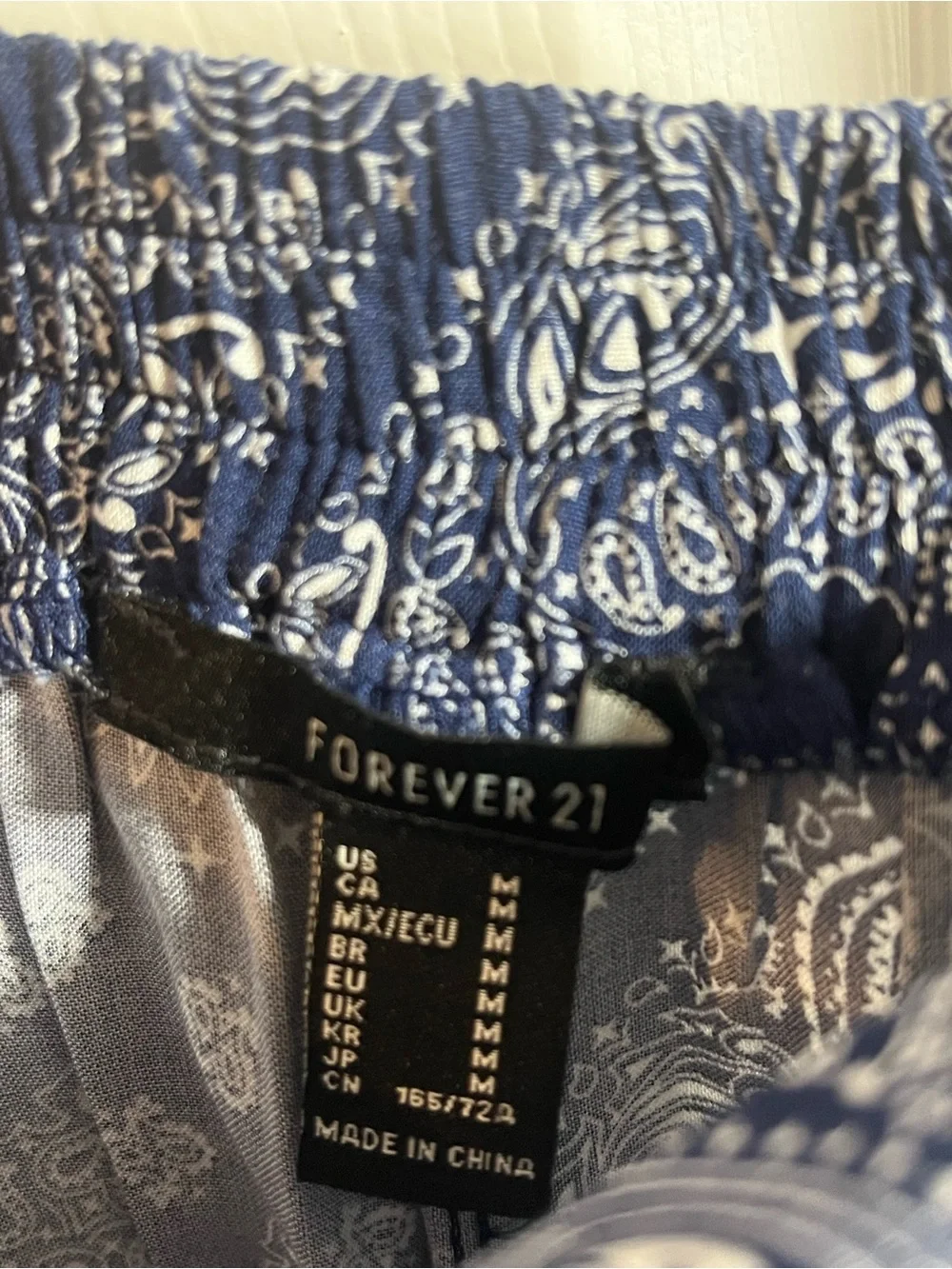 Forever 21 Navy Tile-Print Wide Leg Split-Hem Pants Boho Festival Y2K Western - Picture 3 of 4